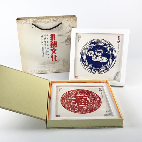 剪纸礼品相框装饰摆件特色工艺品出国送老外剪纸手工中国风纪念品 - 图0