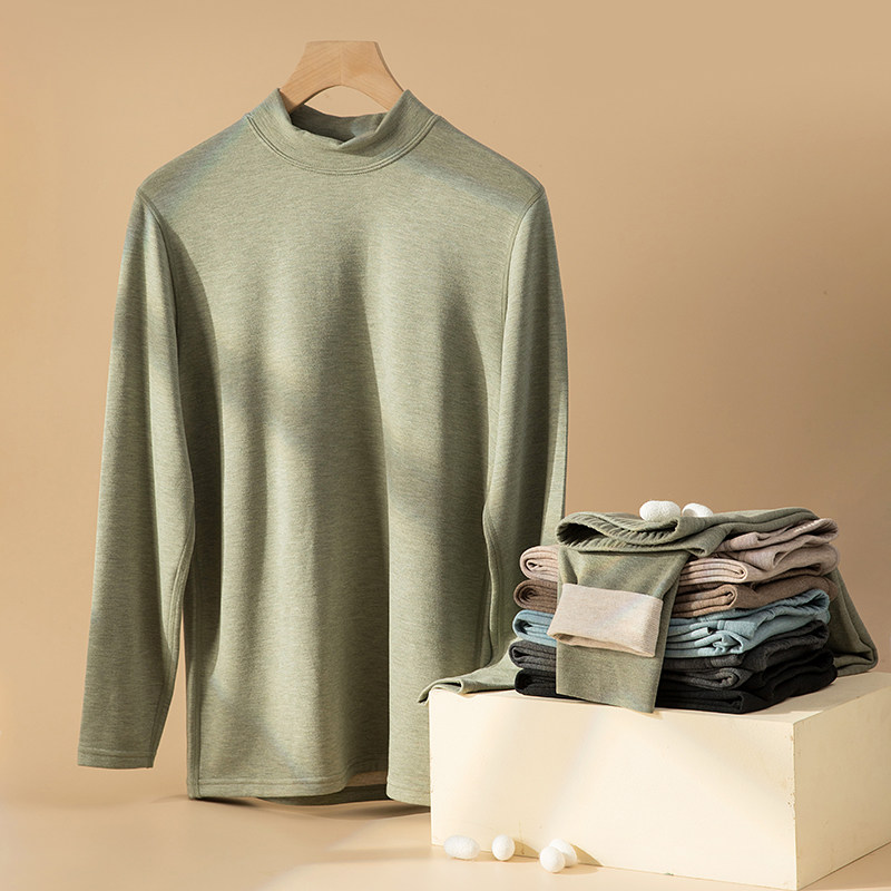 高领德绒保暖内衣男士无痕打底上衣加绒加厚羊毛蚕丝秋衣秋裤套装,淘宝优惠券,粉丝福利购,淘宝优惠卷