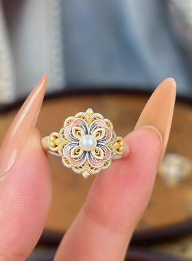 镀925银新品新款新中式宫阙戒指