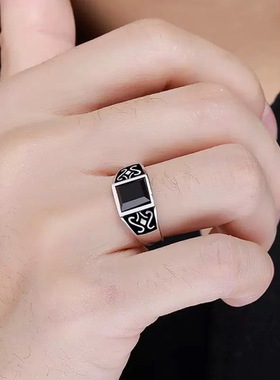 镀925银新品款神秘图腾戒指男潮