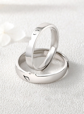 新款一吻定情情侣对戒一对款小众