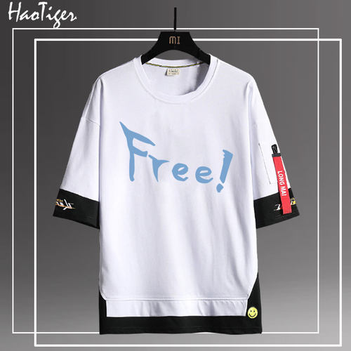 free男子游泳部七濑遥动漫周边同款cos服短袖T恤男女纯棉衣服上衣 - 图1