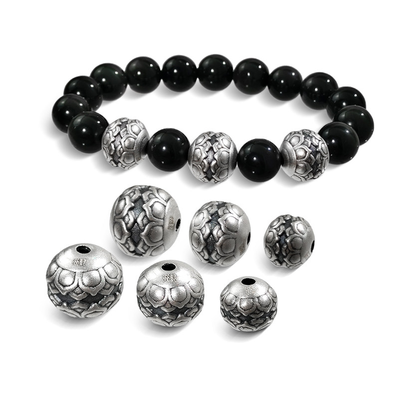 999足银隔珠3D硬银立体莲花纹圆珠隔珠银饰DIY编绳串珠配件材料,淘宝优惠券,粉丝福利购,淘宝优惠卷