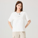 Kuaiyu simple embroidered round neck short-sleeved T-shirt for women 2025 summer loose fit small drop shoulder breathable gas shirt trend