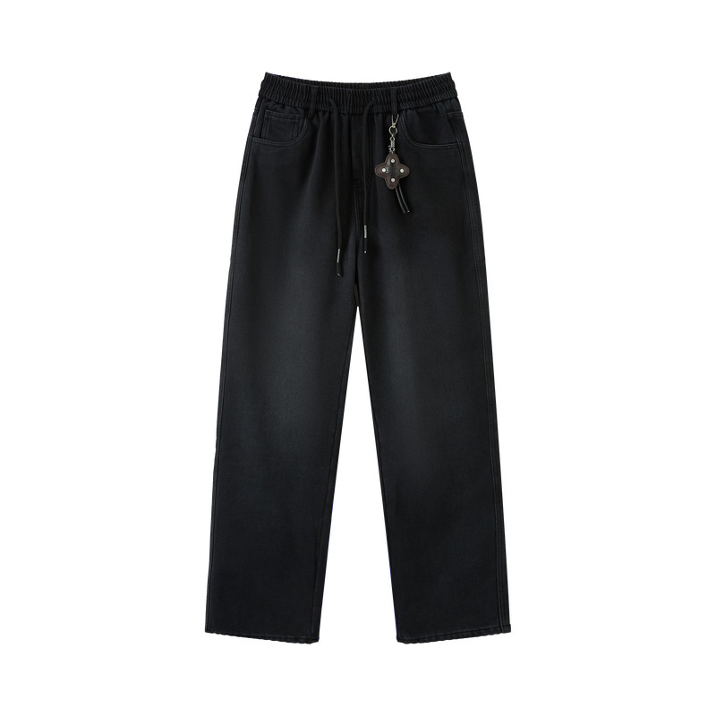 快鱼松紧腰男士牛仔裤2025年冬新款直筒裤宽松运动长裤百搭男裤,淘宝优惠券,粉丝福利购,淘宝优惠卷