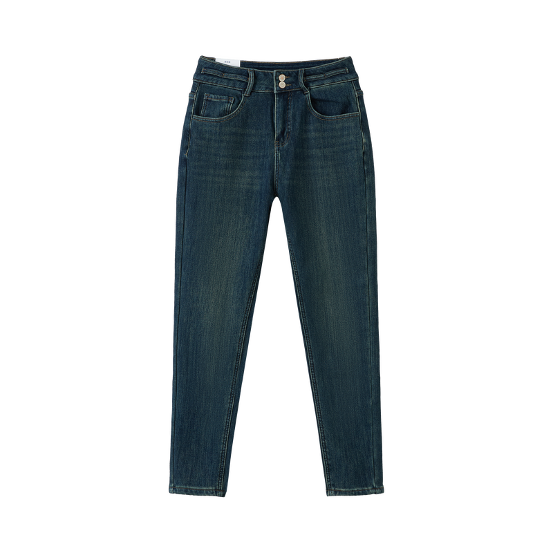 快鱼2025年冬季高腰牛仔裤女小脚紧加绒修身显瘦弹力铅笔裤牛仔裤,淘宝优惠券,粉丝福利购,淘宝优惠卷