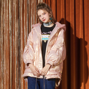 快鱼冬季新款亮面羽绒服女中长款