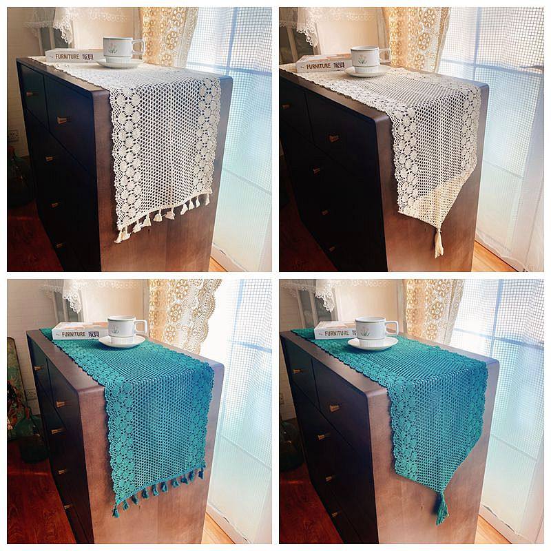 美式田园ins棉线钩花电视柜餐边柜斗柜鞋柜盖巾餐桌茶几桌旗桌布,淘宝优惠券,粉丝福利购,淘宝优惠卷