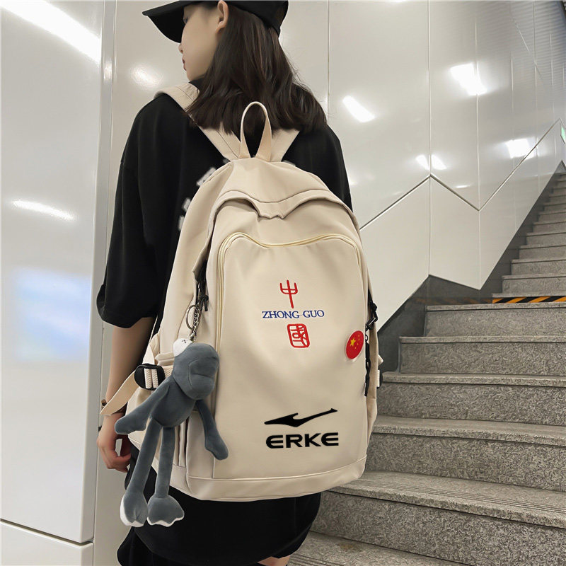 鸿星尔克女大学生潮流韩版男双肩包 迪奴尼箱包双肩背包