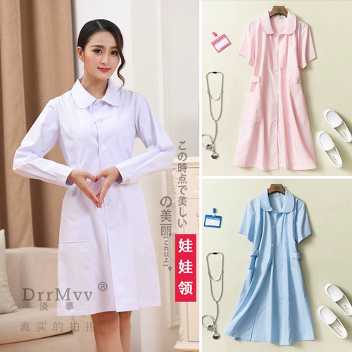 Летняя униформа медсестры, летняя одежда, летний белый халат, рабочий комплект, короткий рукав, для салонов красоты, большой размер