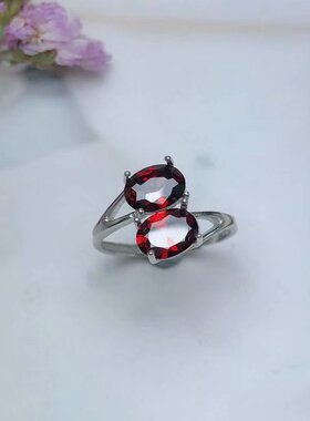 新款银两粒裸石戒指S925空托尺寸