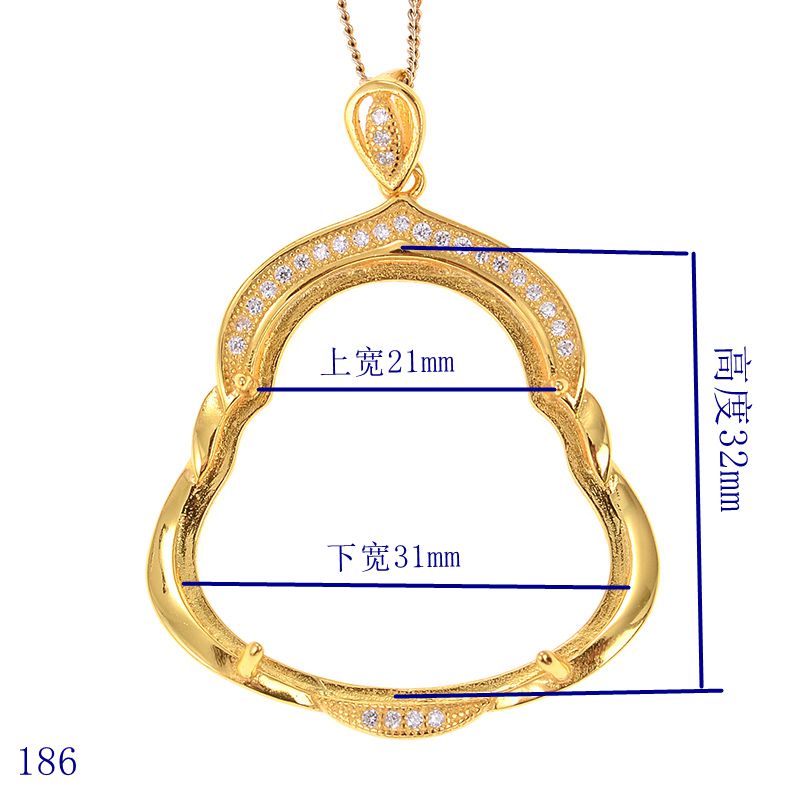定制925银佛公吊坠空托银托多尺寸来石代镶嵌翡翠选样加工订做-图2