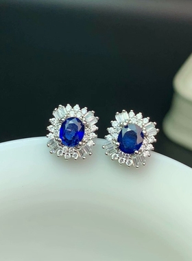 时尚豪华风耳钉裸石白金色空托