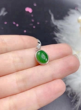 新款S925纯银包镶吊坠银空托尺寸8*10mm可镶嵌翡翠碧玉欧泊等