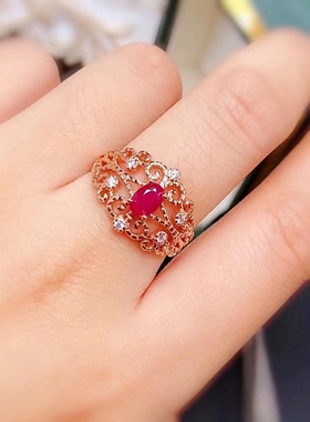 女纯银戒指空托4*6mm活口戒托