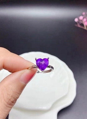 纯银活口戒托心形戒指银空托