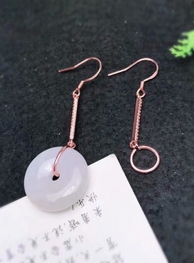 耳线银托可镶嵌翡翠蜜蜡琥珀桶珠