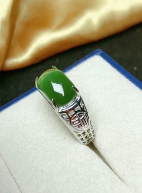 纯银男戒长方形马鞍形S925戒指