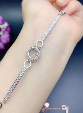 时尚克拉莫桑钻手镯空托翡翠