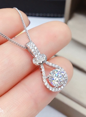 纯银莫桑石吊坠成品翡翠水晶空托