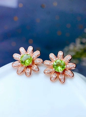 新款太阳花s925银耳钉学生款裸石