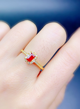 女纯银长方形戒指简约百搭