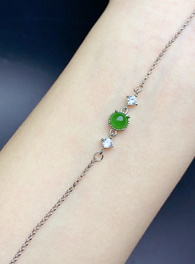 s925银简单圆形手链来欧泊镶嵌