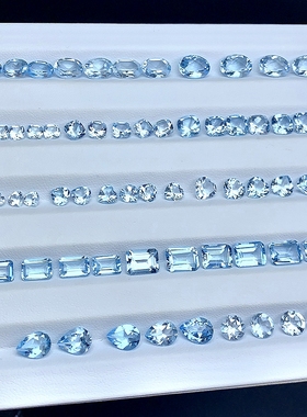 天然天空蓝托帕石裸石椭圆形戒面