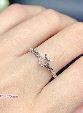 新款S925银戒指椭圆尺寸3*5mm