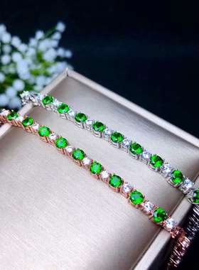 银10粒圆形镶嵌4mmS925手链