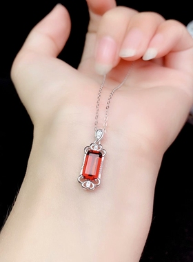 新S925纯银长方形吊坠银空托 尺寸5*10mm可镶嵌碧玺水晶等