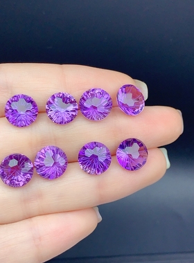 天然烟花切紫水晶托帕石戒面裸石