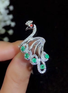 群镶凤凰戒指空托翡翠碧玺