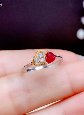 小清新水滴形戒指空托红宝石