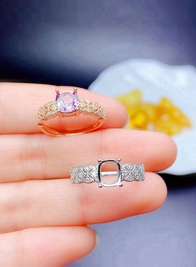 女纯银戒指空托可镶嵌碧玺尖晶