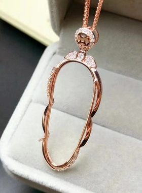 定制925银翡翠碧玉叶子吊坠空托来石代镶来样选图起板单独定做