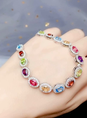 s925银小锆石手链空托裸石