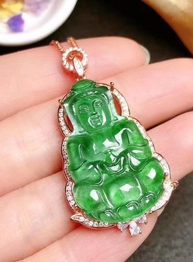 纯银吊坠空托翡翠观音宝宝佛挂件