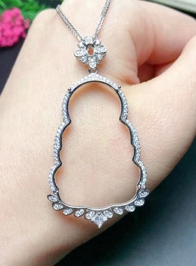 定制S925纯银翡翠观音吊坠空托可来石镶嵌选图起版定制diy配件