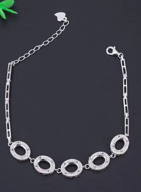 S925银空托镶嵌碧玉翡翠手链