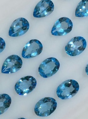 天然伦敦蓝托帕石裸石戒面圆形