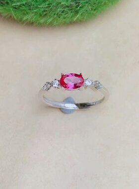 银女款戒指空托4*6免费镶嵌