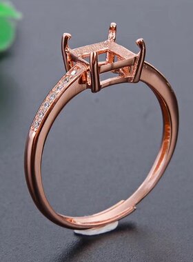 s925银女款方形戒指方碧玺