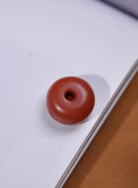 西藏开门老原矿南红单珠风化明显孔道水亮文玩念珠手串多宝配珠