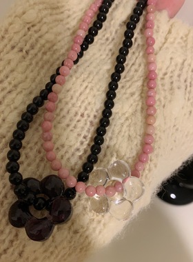 韩国项链ins毛衣链玛瑙