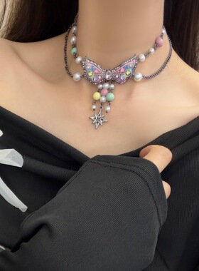 彩色项链重工锁骨链合金