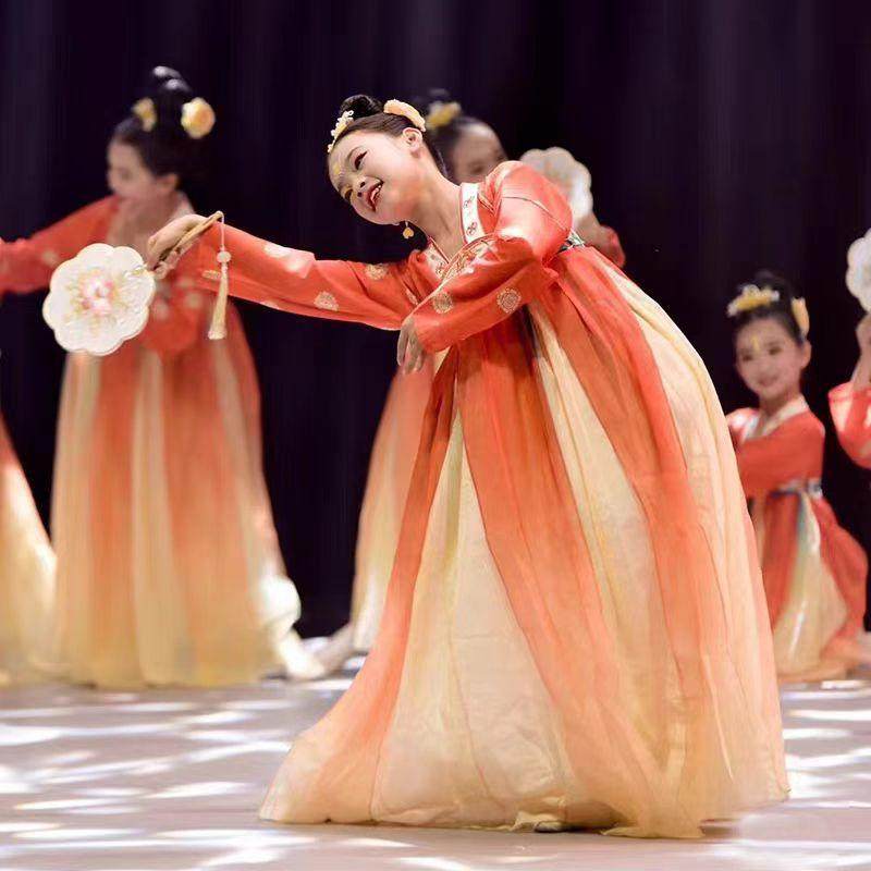 儿童古典舞蹈表演女童中国舞古风少儿汉服演出服唐装超仙飘逸襦裙,淘宝优惠券,粉丝福利购,淘宝优惠卷