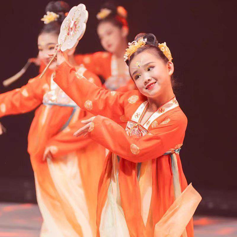 儿童古典舞蹈表演女童中国舞古风少儿汉服演出服唐装超仙飘逸襦裙,淘宝优惠券,粉丝福利购,淘宝优惠卷