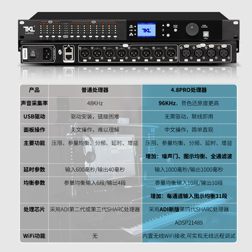 TKL数字音频处理器专业4进8出酒吧舞台音箱线阵音响四进八出分频 - 图1