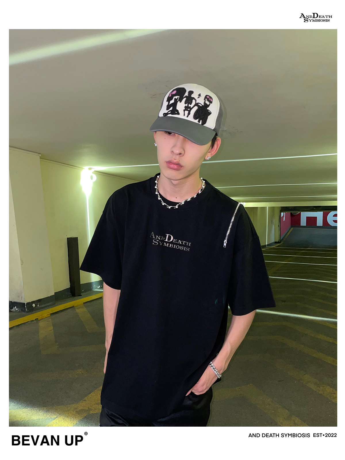 BEVAN UP（BV）Side Zipper Tee 2.0金属侧拉链短袖270G重磅水洗-图3